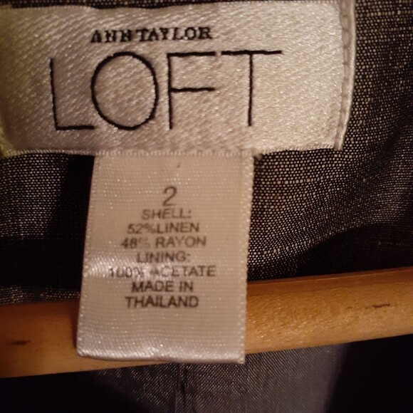 Ann Taylor Loft linen classic gray Blazer jacket 2 xs quiet luxury dark academia - Picture 6 of 9